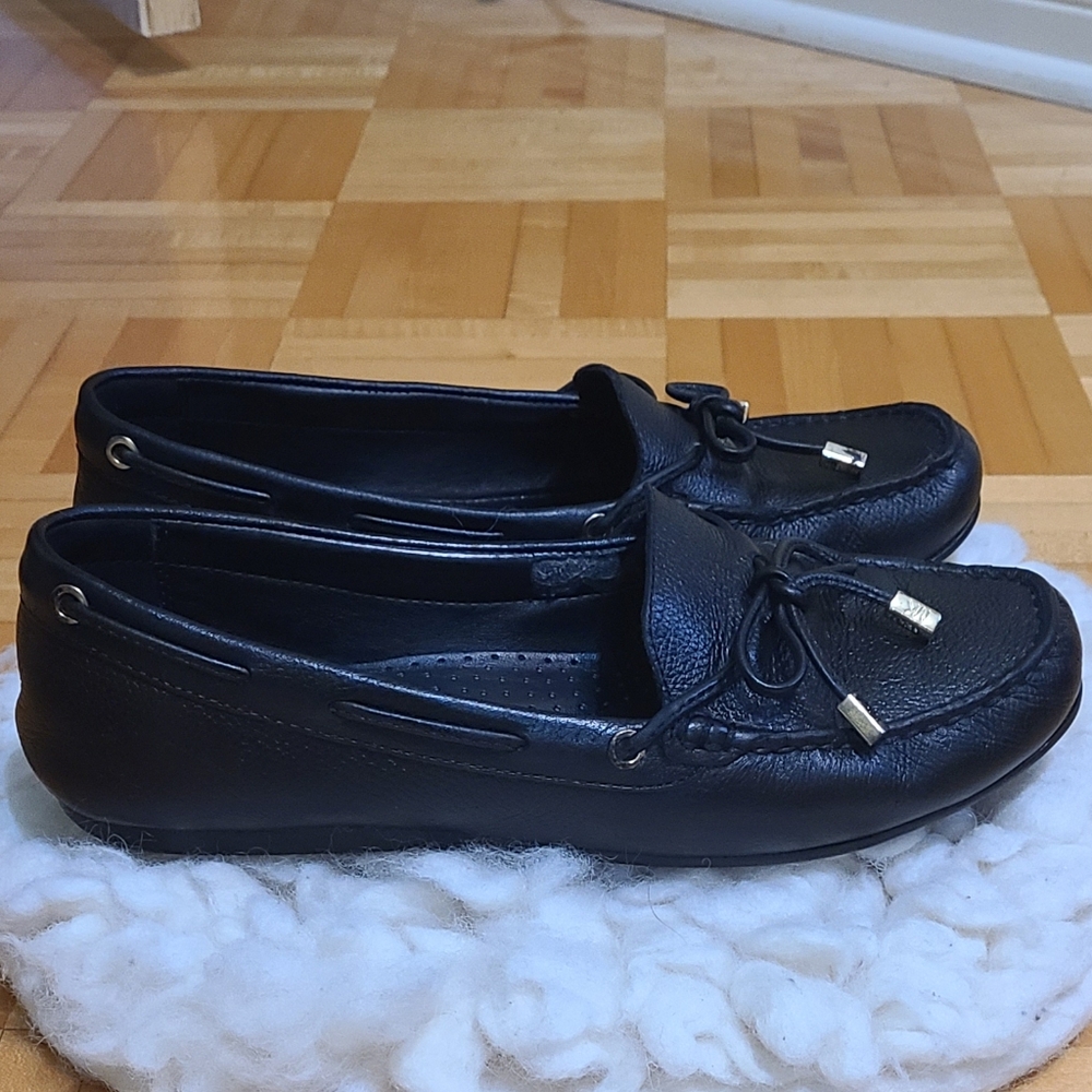 Michael Kors Black Leather Women's Moccasin Loafers